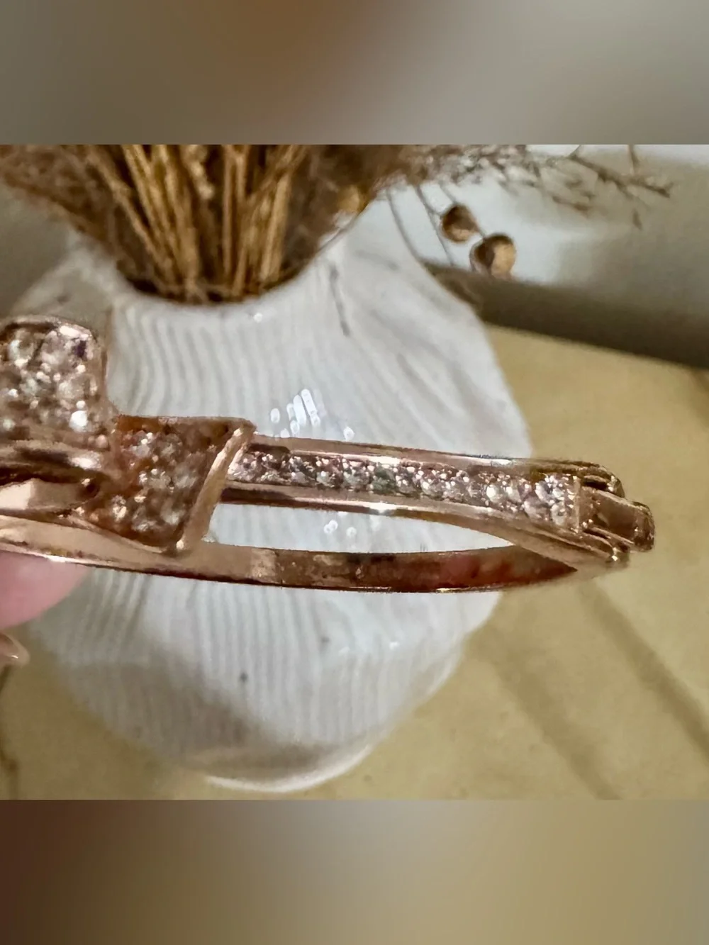 kate spade Love Notes Hinged Gold Bow Bangle Bracelet with Crystal Accents